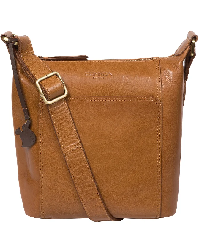 'Yasmin' Dark Tan Leather Cross Body Bag