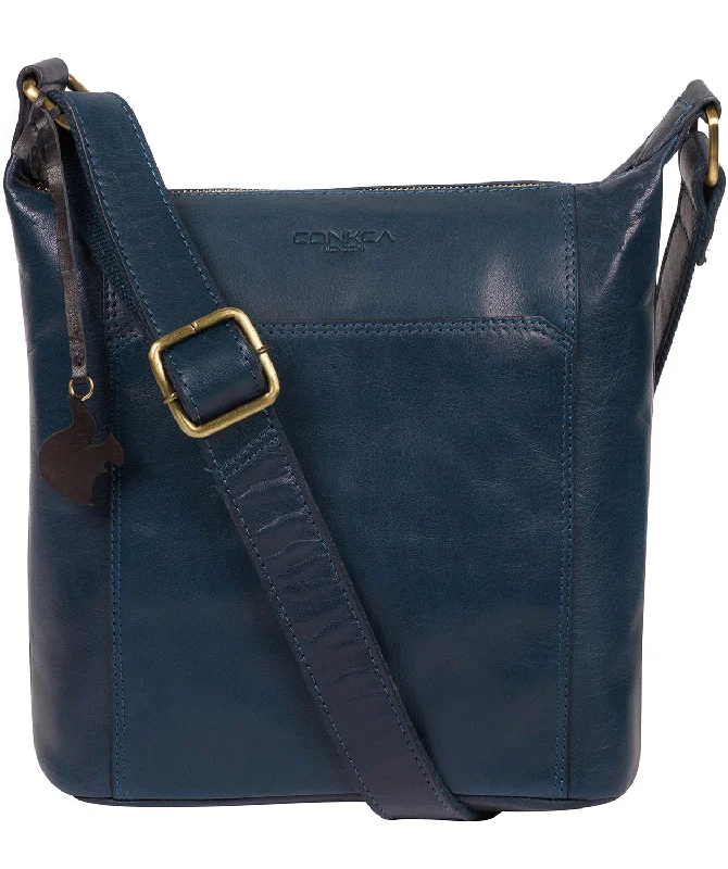 'Yasmin' Snorkel Blue Leather Cross Body Bag