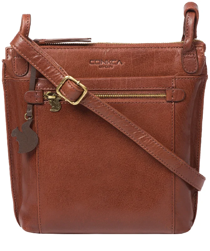 'Rego' Conker Brown Leather Cross Body Bag