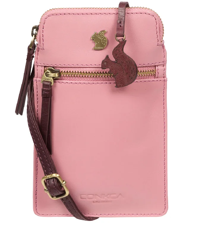 'Bambino' Blush & Plum Leather Cross Body Phone Bag Premium Bags, Special Prices