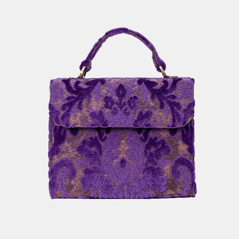 Burnout Velvet Purple Flap Satchel