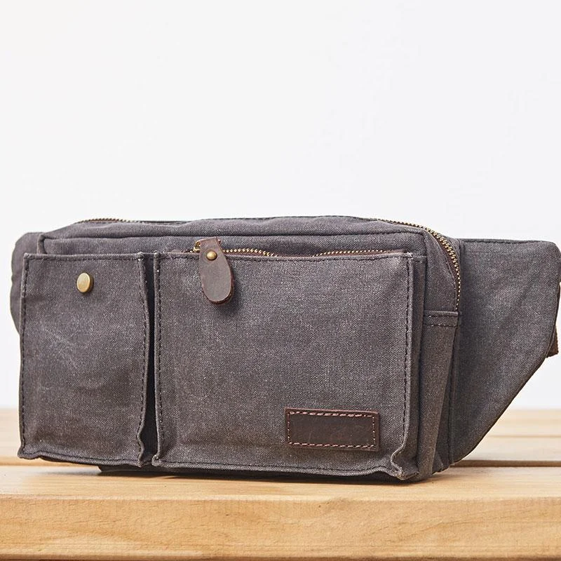 Canvas Mens Fanny Pack Canvas Waist Bag Small Canvas Chest Bag for Men