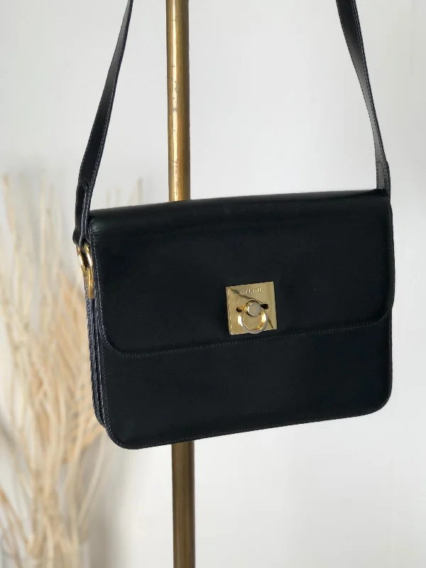 CELINE Gancini Leather Shoulder bag Black Vintage kmhh2a Chic Crossbody Bags, Limited Offers CELINE Gancini Leather Shoulder bag Black Vintage kmhh2a Chic Crossbody Bags, Limited Offers