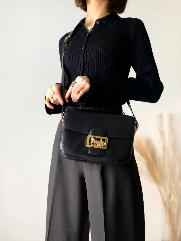 CELINE Horse Carriage Leather Shoulder bag Black Vintage 8uzpzv Must-Have Bags, Big Discounts