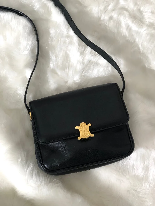 CELINE Triomphe Leather Crossbody Shoulder bag Black Vintage hn5feu Stylish Handbags With Exclusive Online Discounts CELINE Triomphe Leather Crossbody Shoulder bag Black Vintage hn5feu Stylish Handbags With Exclusive Online Discounts