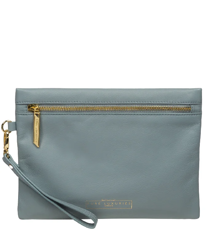 'Chalfont' Cashmere Blue Leather Clutch Bag Must-Have Bags With Big Savings