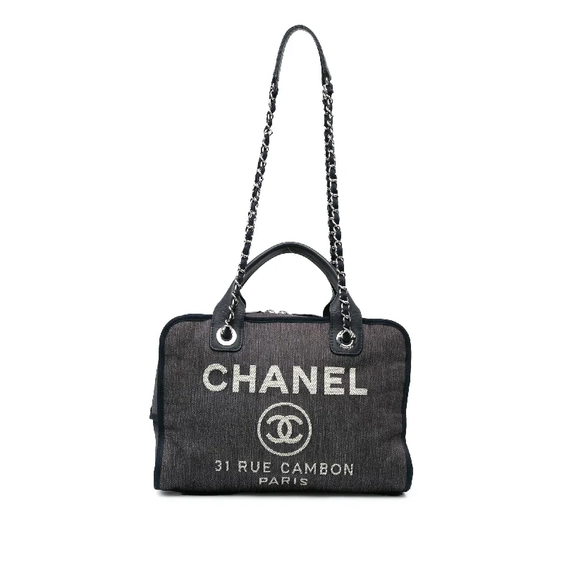 Chanel Large Denim Deauville Bowling Satchel (SHG-qtePh4)