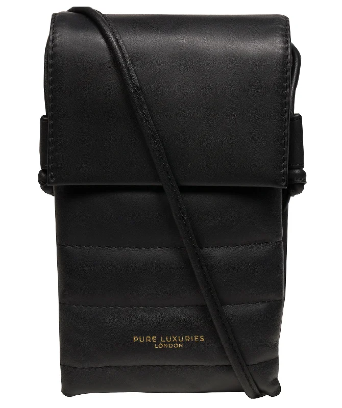 'Chloe' Black Leather Cross Body Phone Bag