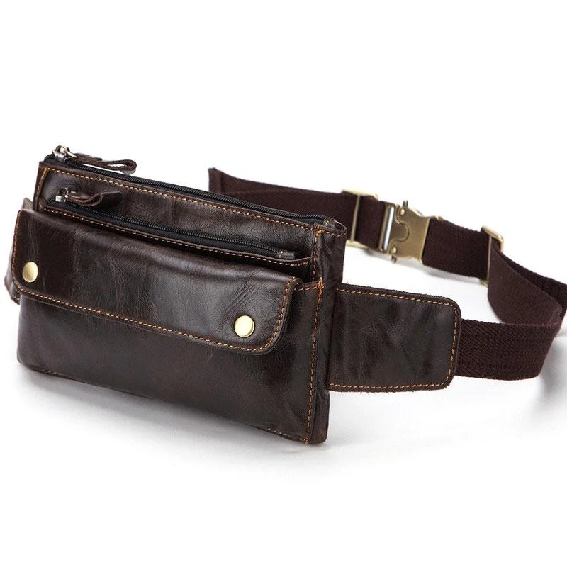 Cool Dark Brown LEATHER MENS FANNY PACK FOR MEN Belt Pouch BUMBAG WAIST BAG