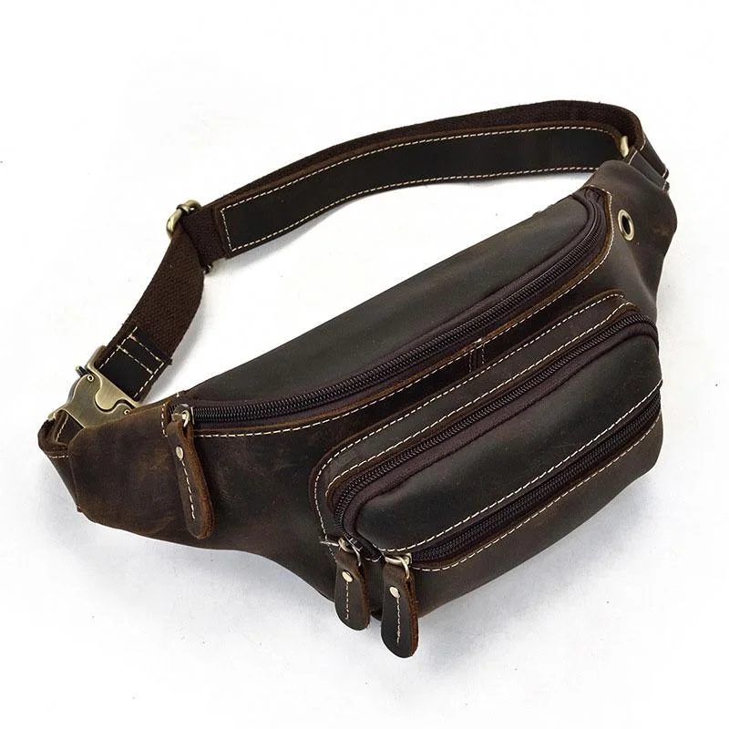 COOL LEATHER MENS FANNY PACK FOR MEN BUMBAG Vintage WAIST BAGS for Men