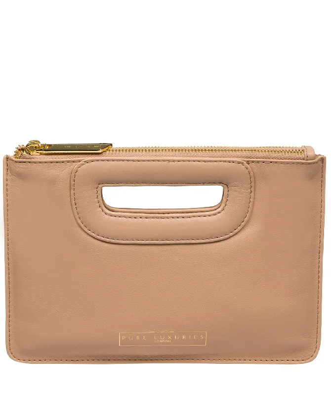 'Esher' Latte Leather Clutch Bag