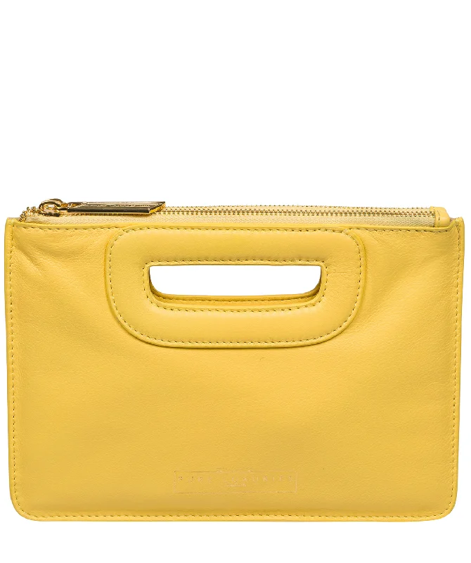 'Esher' Lemon Drop Leather Clutch Bag