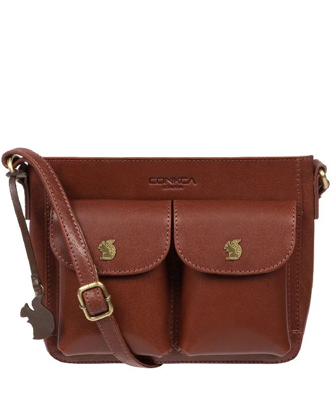 'Eski' Conker Brown Leather Cross Body Bag Shop Stylish Bags At Unbeatable Prices