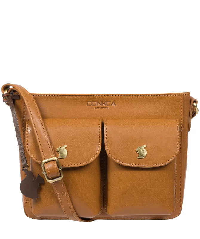 'Eski' Dark Tan Leather Cross Body Bag Fashionable Handbags At Must-Have Prices
