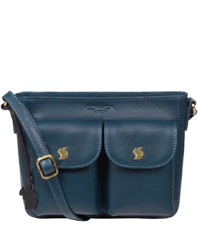 'Eski' Snorkel Blue Leather Cross Body Bag Sleek Bags, Perfect Prices