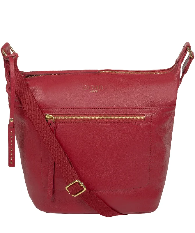 'Gants' Red Leather Cross Body Bag Flash Sale On Designer Bags