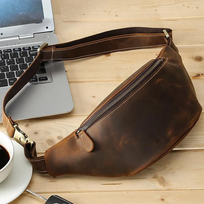 Cool Mens Leather Belt Bag Fanny Pack Waist Bags For Men