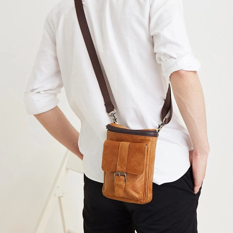 Leather Belt Pouch Mens Small Cases Waist Bag Hip Pack Belt Bag Fanny Pack Bumbag for Men