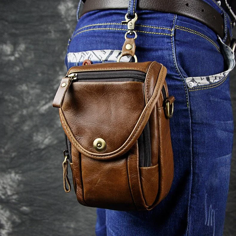 Leather Belt Pouch Mens Small Cases Waist Bag Hip Pack Belt Bag Fanny Pack Bumbag for Men