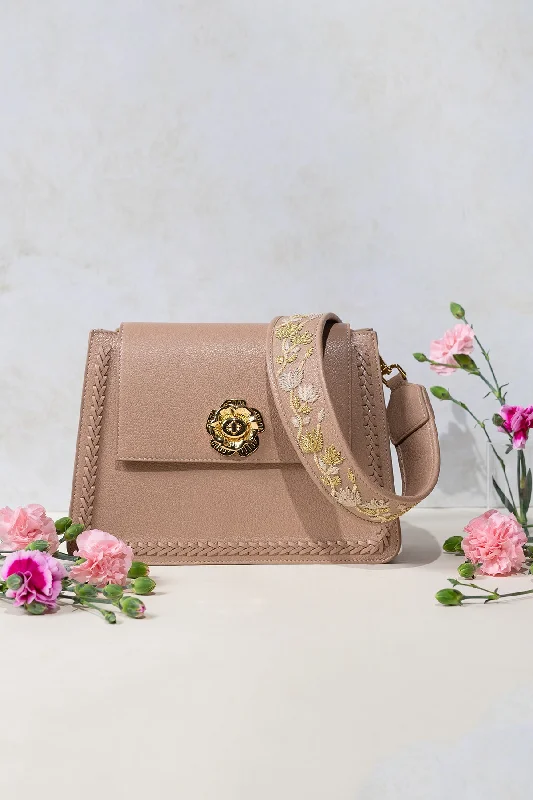 Geranium-Nude Leather Shoulder Bag