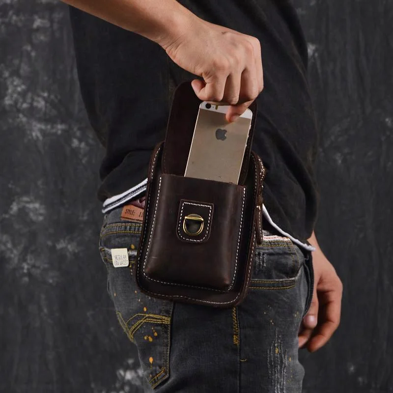 Leather Belt Pouch Mens Small Cases Waist Bag Hip Pack Belt Bag Fanny Pack Bumbag for Men