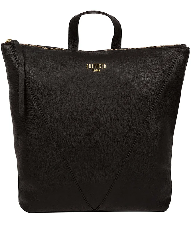 'Iiford' Black Leather Backpack Trendy Purses At Exclusive Promotional Rates