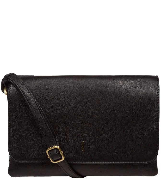 'Izzy' Black Leather Cross Body Bag Flash Sale On Handbags