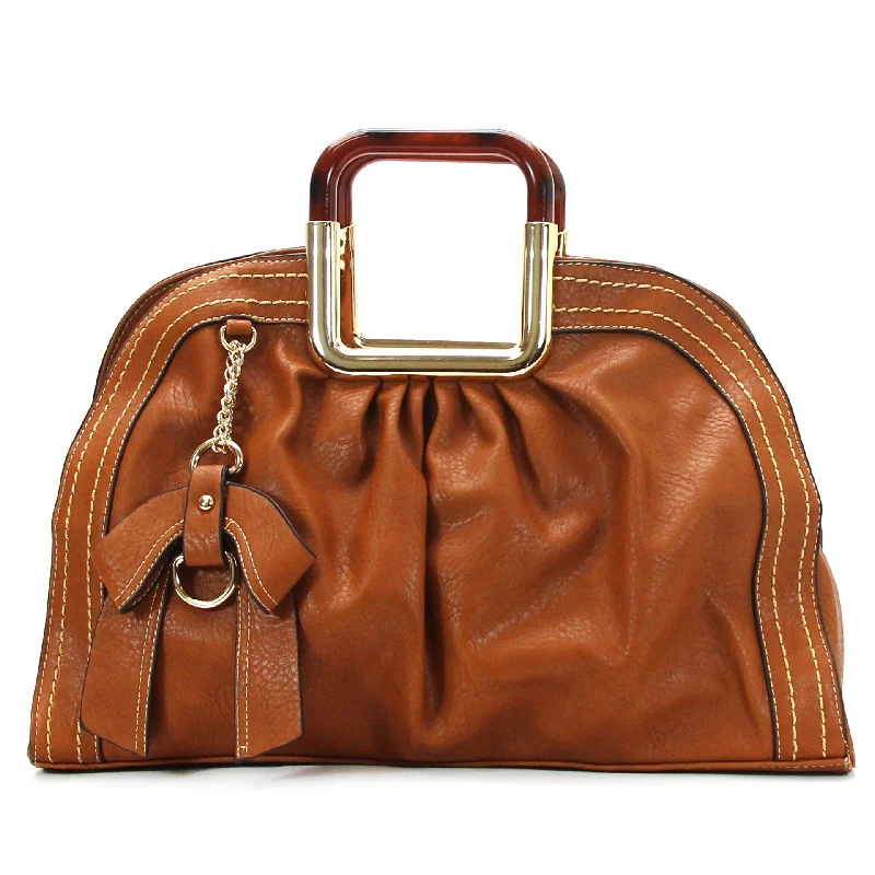 Jade Marie Unique Satchel Tote - Saddle