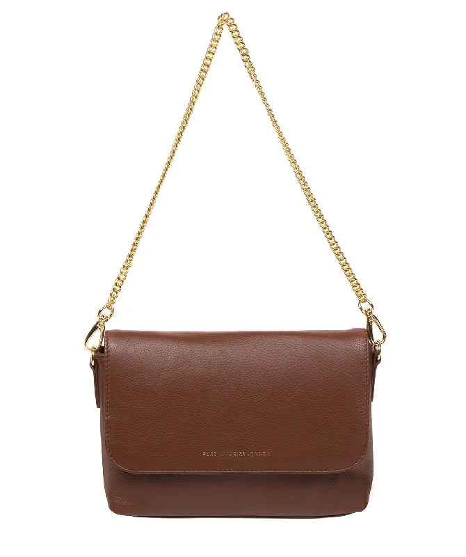 'Jazmine' Dark Tan Nappa Leather Grab Clutch Bag