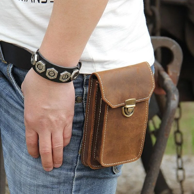 Leather Belt Pouch Mens Small Cases Waist Bag Hip Pack Belt Bag Fanny Pack Bumbag for Men