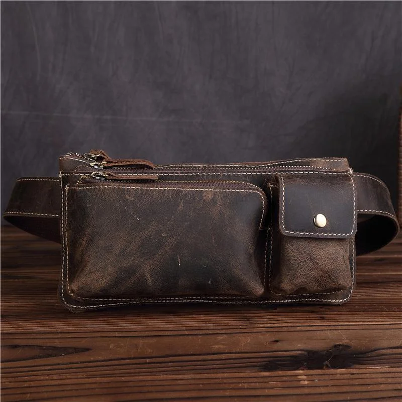 LEATHER MENS FANNY PACK FOR MEN BUMBAG Vintage WAIST BAG