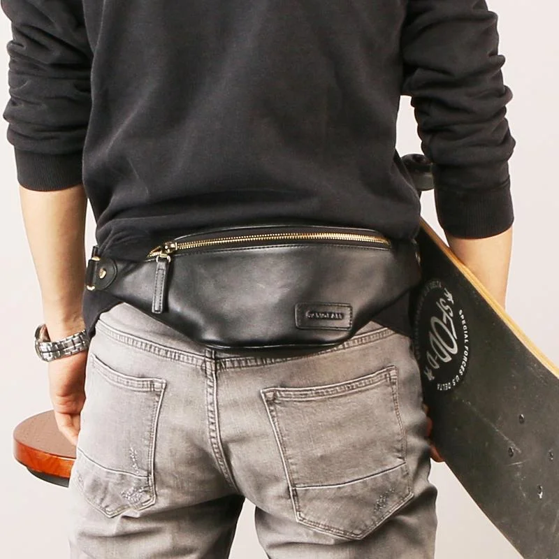 Leather Mens FANNY PACK MENS WAIST BAG HIP PACK BELT BAG FOR MEN