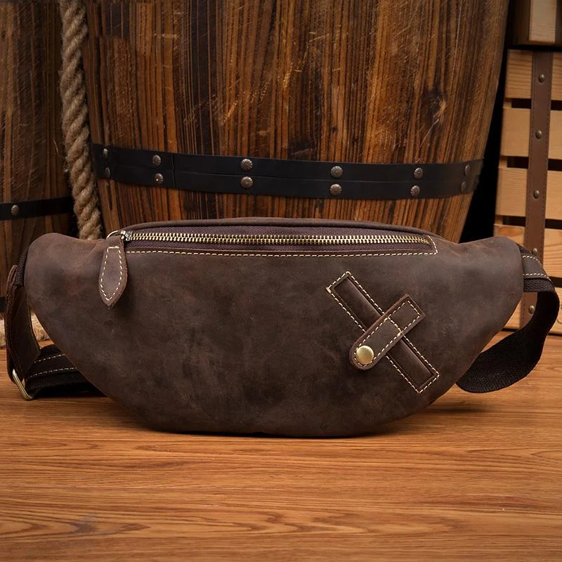 Leather Mens Fanny Pack Waist Bag Hip Pack Belt Bag Bumbag for Men