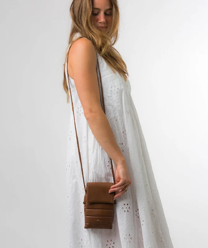 'Lilian' Chestnut Nappa Leather Cross Body Phone Bag