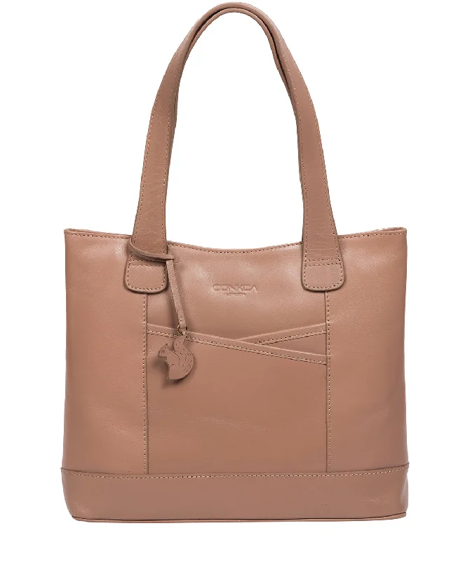 'Little Patience' Natural Taupe Leather Tote Bag Statement Bags At Unbelievable Discounts – Shop Today 'Little Patience' Natural Taupe Leather Tote Bag Statement Bags At Unbelievable Discounts – Shop Today