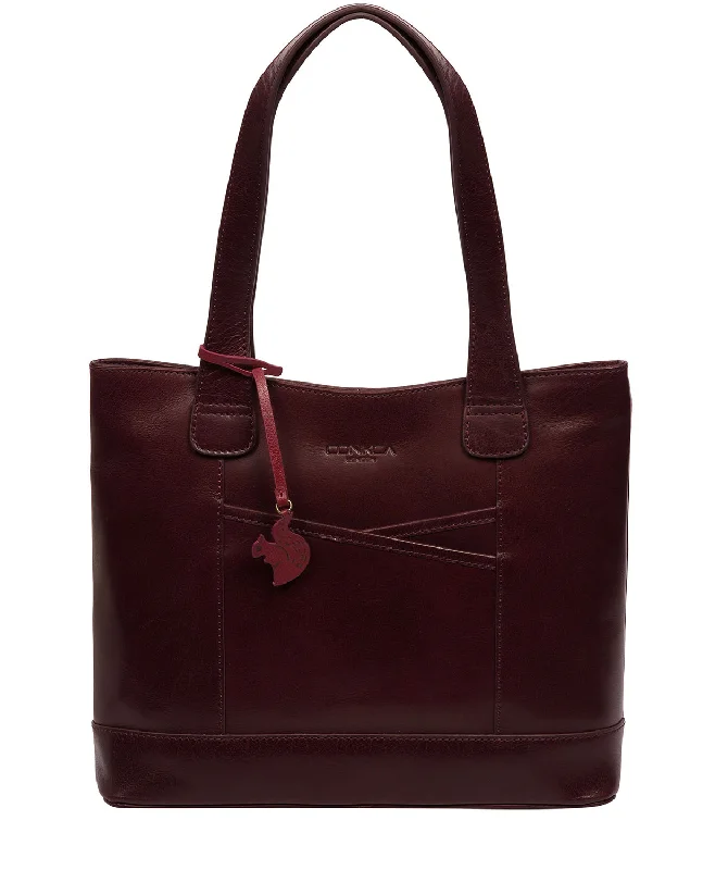 'Little Patience' Plum Leather Tote Bag Chic Bags, Shop Now