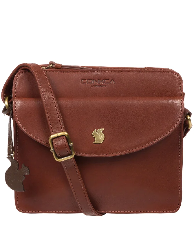 'Magda' Conker Brown Leather Cross Body Bag Elegant Bags, Limited Stock Available