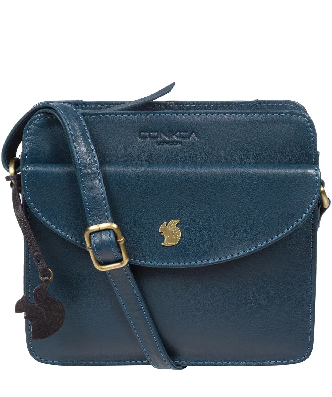 'Magda' Snorkel Blue Leather Cross Body Bag Trendy And Timeless Handbags Now On Sale