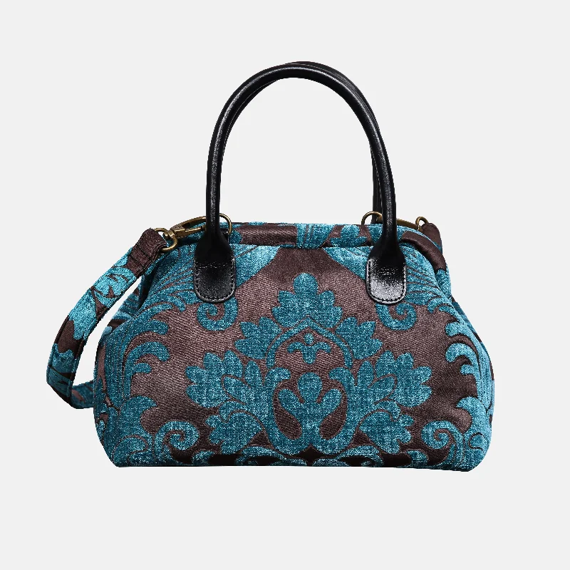 Luxury Damask Blue Carpet Satchel Stylish Handbags At Unbeatable Discounts