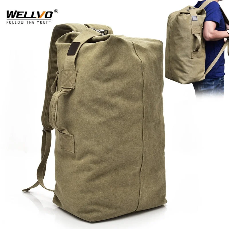 Large Men's Canvas Multi-Purpose Travel Backpack Duffle Bag