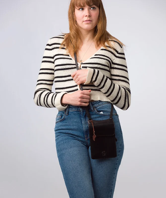 'Milly' Black Leather Cross Body Phone Bag Fashion-Forward Bags At Exclusive Promotional Prices 'Milly' Black Leather Cross Body Phone Bag Fashion-Forward Bags At Exclusive Promotional Prices