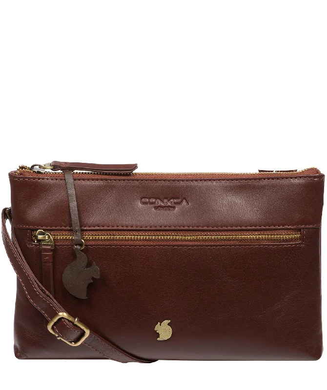 'Minnow' Conker Brown Leather Cross Body Clutch Bag High-End Handbags At Affordable Prices 'Minnow' Conker Brown Leather Cross Body Clutch Bag High-End Handbags At Affordable Prices