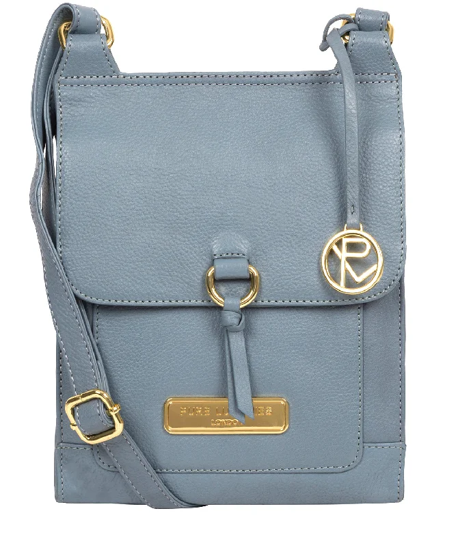 'Naomi' Blue Cloud Leather Cross Body Bag