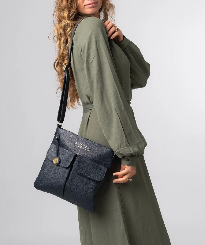 'Soames' Navy Leather Cross Body Bag' Elegant Bags, Limited Stock