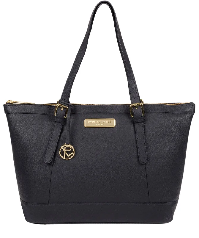 'Emily' Navy Leather Tote Bag