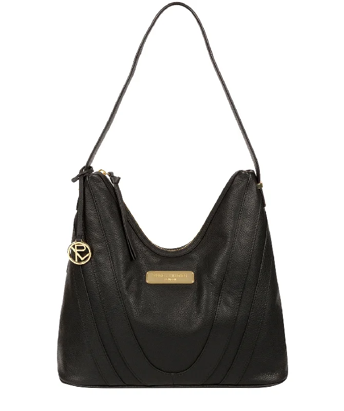 'Felicity' Black Leather Shoulder Bag