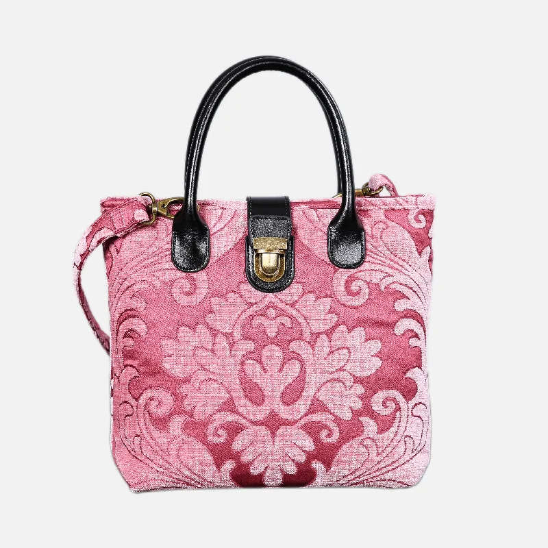 Queen Rose Pink Tuck Lock Carpet Satchel Elegant Totes At Limited-Time Prices