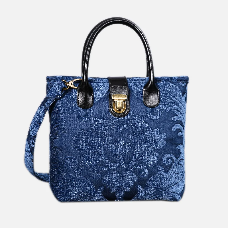 Queen Royal Blue Tuck Lock Carpet Satchel Fashion-Forward Bags At Exclusive Promotional Prices Queen Royal Blue Tuck Lock Carpet Satchel Fashion-Forward Bags At Exclusive Promotional Prices