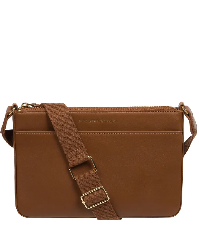 'Raye' Chestnut Nappa Leather Cross Body Bag