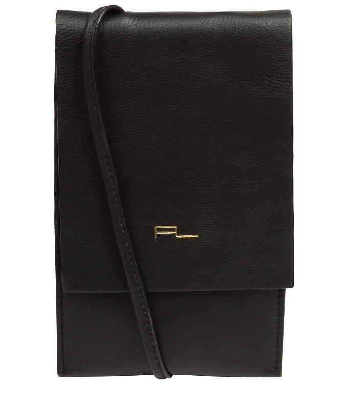 'Rina' Black Nappa Leather Cross Body Phone Bag Trendy Purses At Unbeatable Discounts 'Rina' Black Nappa Leather Cross Body Phone Bag Trendy Purses At Unbeatable Discounts